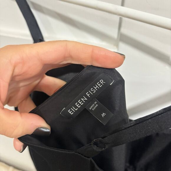 Eileen Fisher Women’s Black 100% Silk Cami Slip Dress - Picture 7 of 8